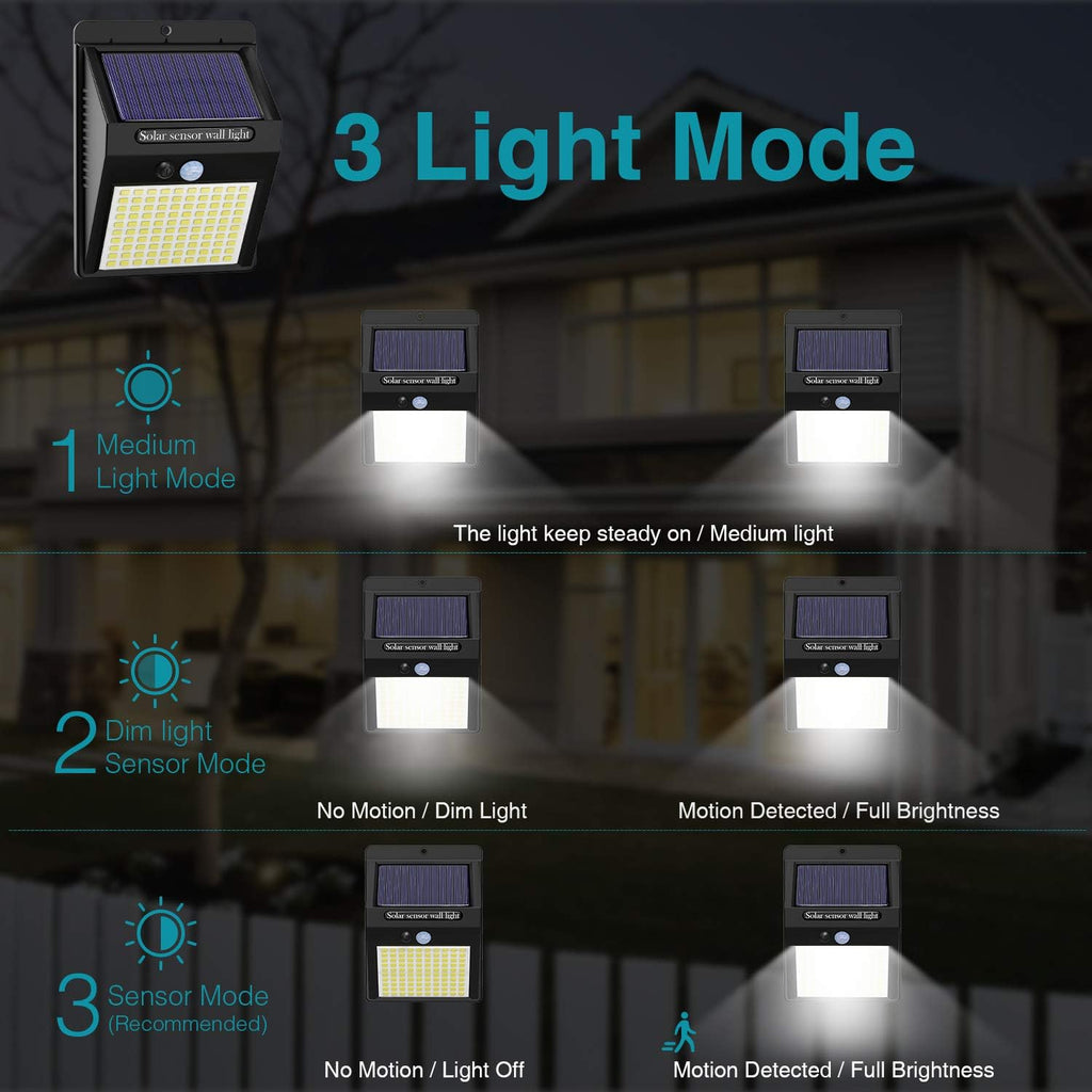 6 Pack Outdoor Solar Motion Lights - 3 Modes/100Led Wireless, IP65 Waterproof Solar Security Lights with Motion Sensor for Front Door, Backyard, Garage, Deck