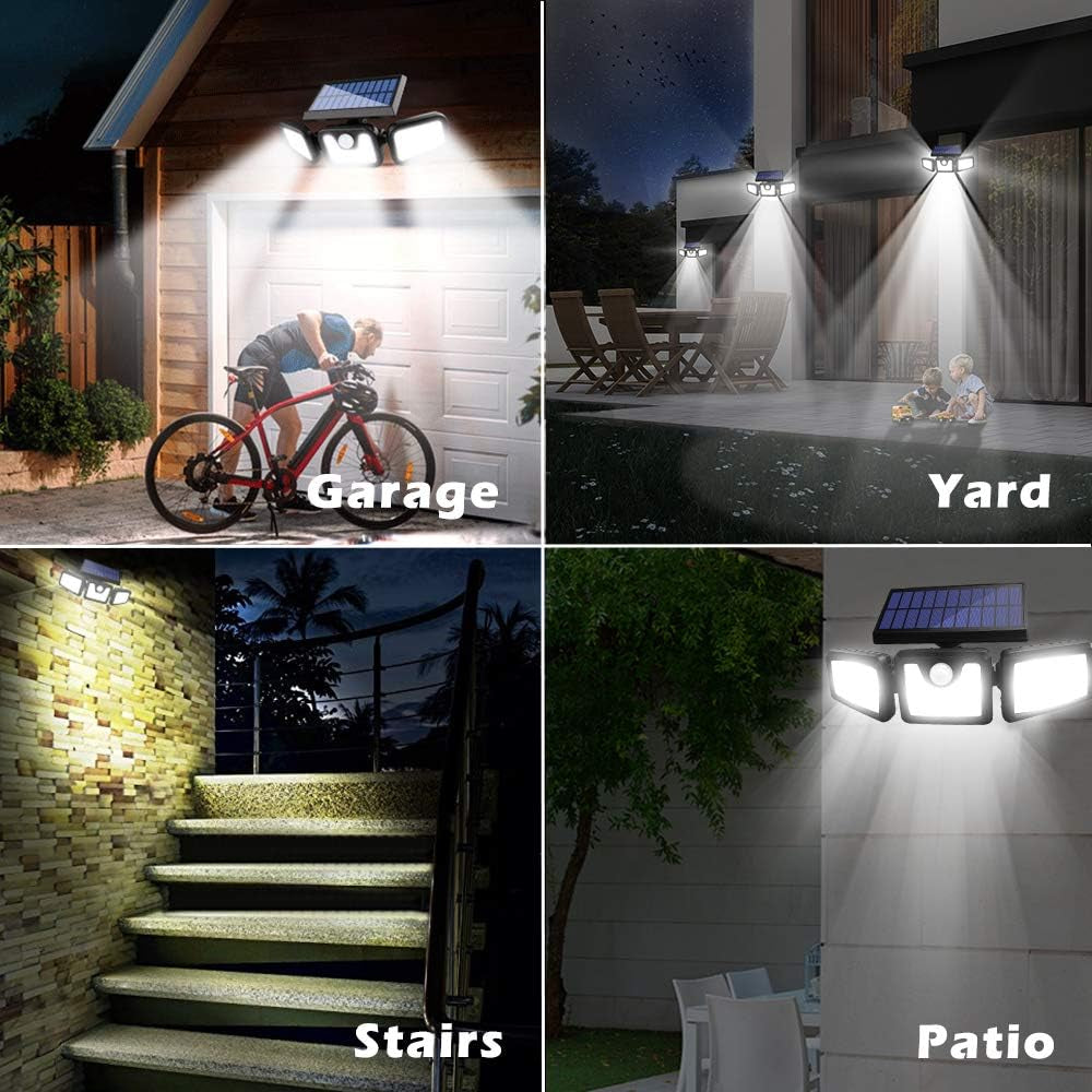 Solar Lights Outdoor, FURANDE Solar Motion Sensor Light Outdoor IP65 Waterproof 270° Wide Illumination 3 Adjustable Heads 70 LED Security Flood Light for Yard Patio Garage Entryway Front Door