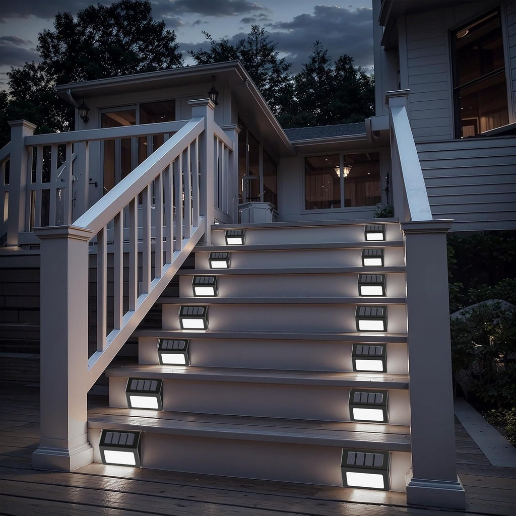 Solar Lights Outdoor Waterproof, Solar Fence Lights Auto On/Off, Bright LED Outdoor Lighting for Fence, Patio, Deck, Garden, Pathway