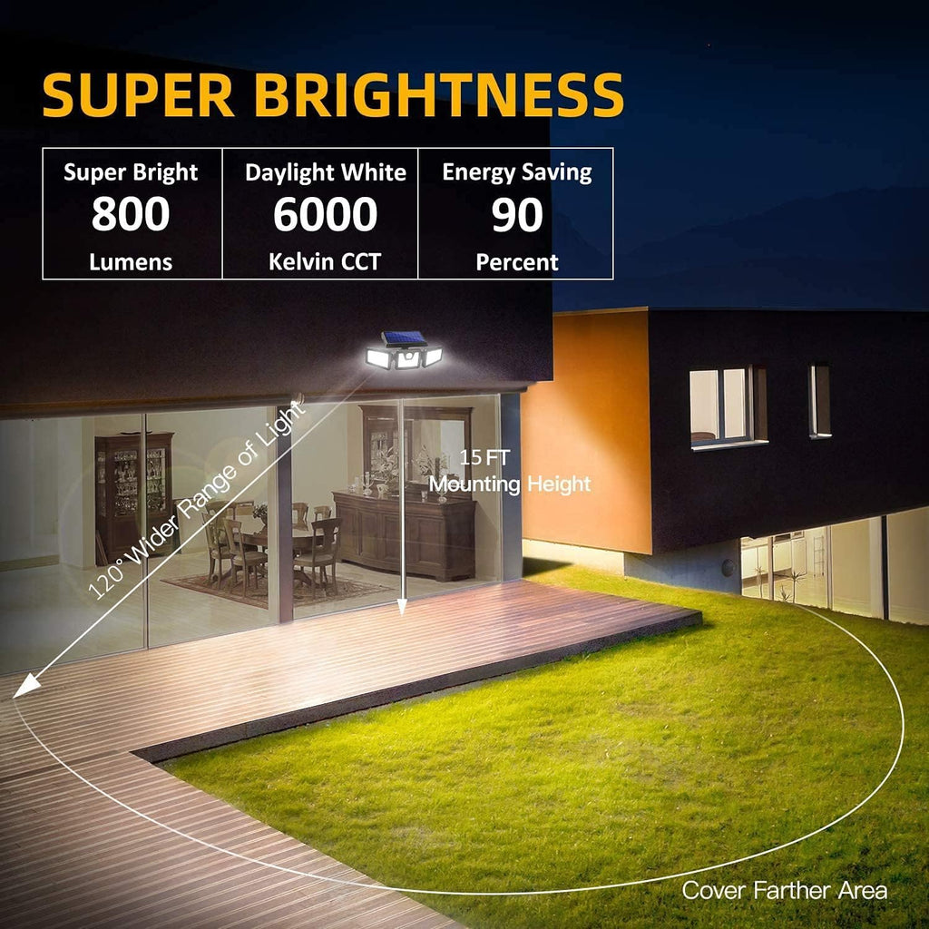 Solar Lights Outdoor, FURANDE Solar Motion Sensor Light Outdoor IP65 Waterproof 270° Wide Illumination 3 Adjustable Heads 70 LED Security Flood Light for Yard Patio Garage Entryway Front Door