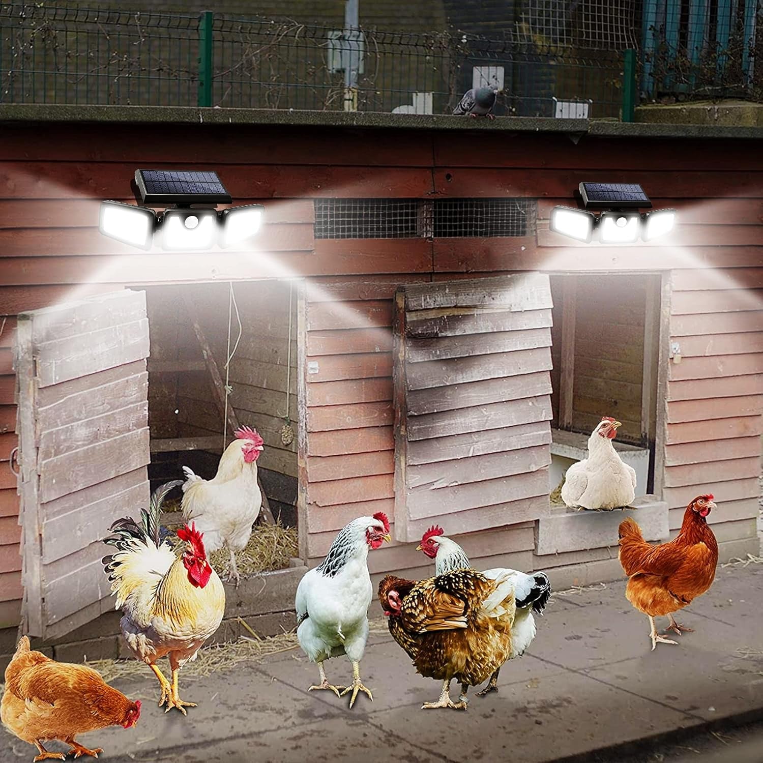 Solar Lights Outdoor, FURANDE Solar Motion Sensor Light Outdoor IP65 Waterproof 270° Wide Illumination 3 Adjustable Heads 70 LED Security Flood Light for Yard Patio Garage Entryway Front Door
