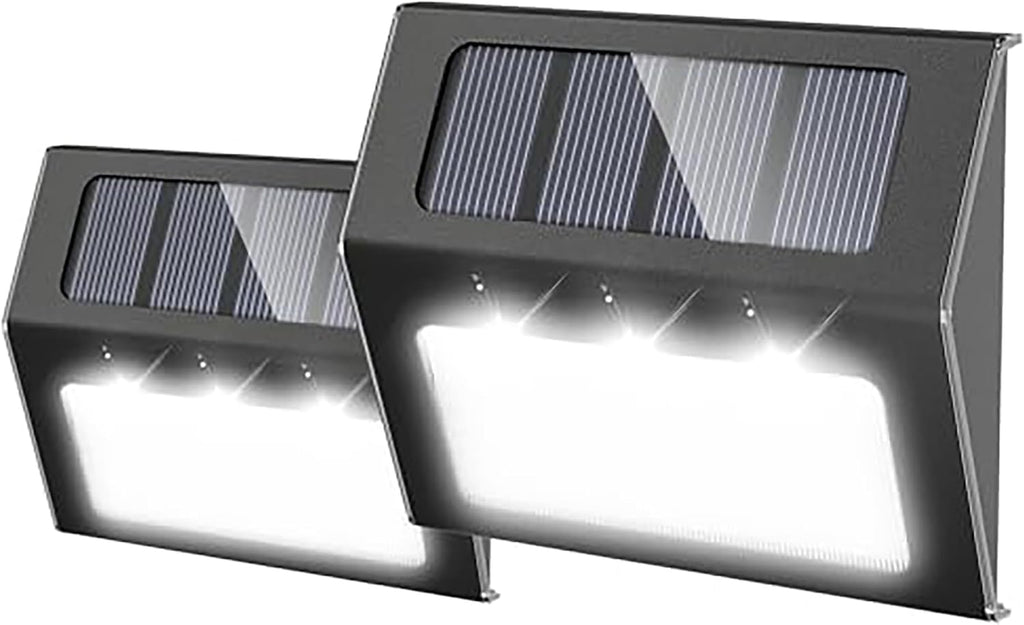 Solar Lights Outdoor Waterproof, Solar Fence Lights Auto On/Off, Bright LED Outdoor Lighting for Fence, Patio, Deck, Garden, Pathway
