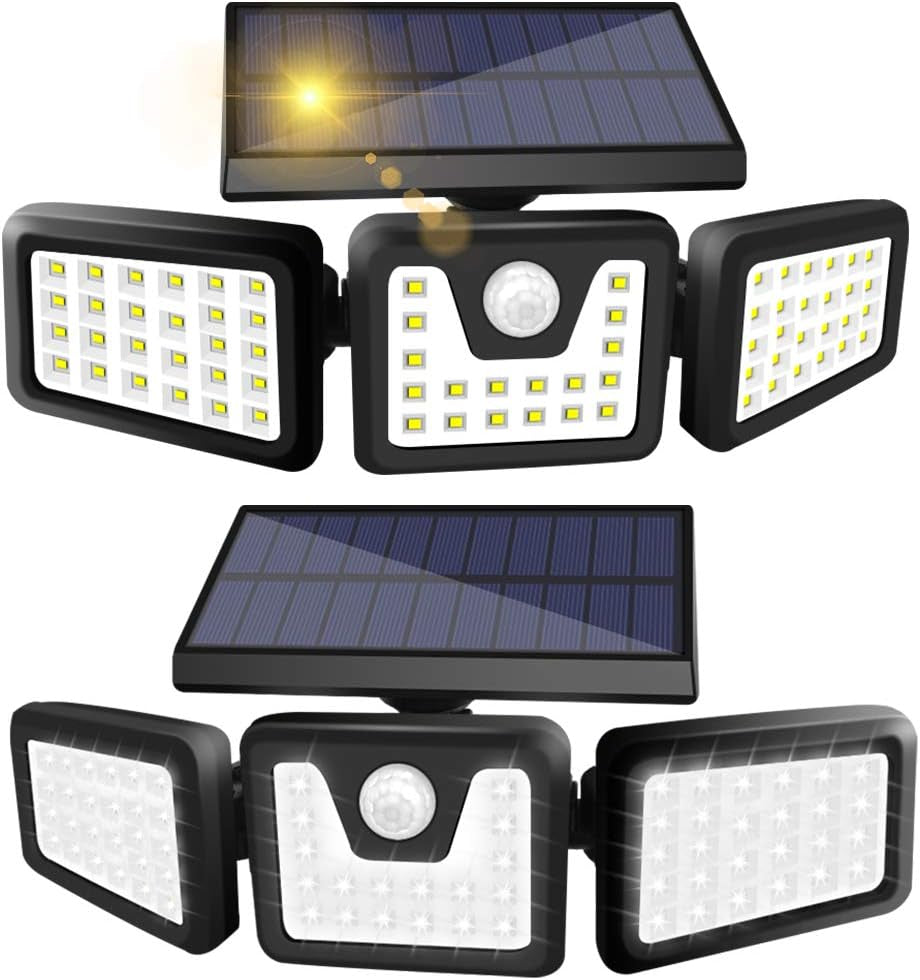 Solar Lights Outdoor, FURANDE Solar Motion Sensor Light Outdoor IP65 Waterproof 270° Wide Illumination 3 Adjustable Heads 70 LED Security Flood Light for Yard Patio Garage Entryway Front Door