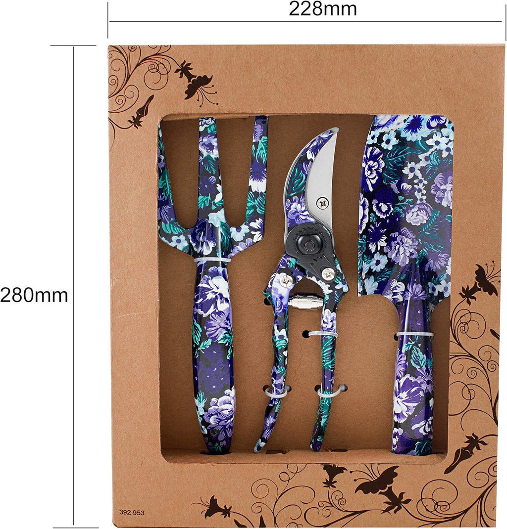 Gardening Gifts, 3 Piece Aluminum Garden Tool Set - Trowel, Cultivator, Pruning Shear, Gift Set for Women, Men, Gardening Needs (Purple&Blue)